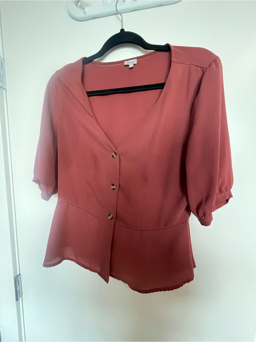 Short Sleeve Button-Front Top - Rust